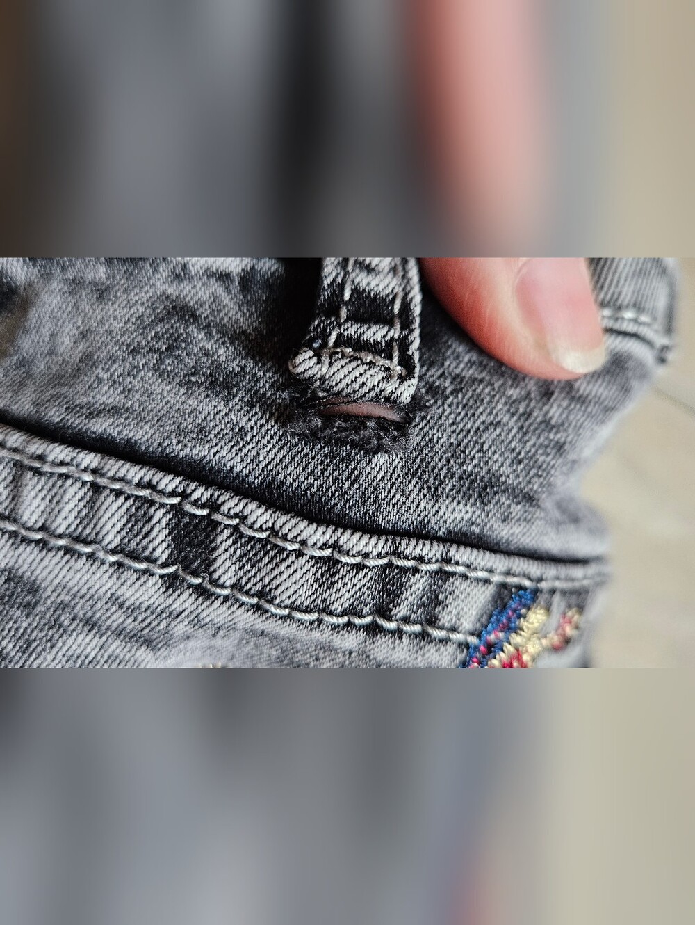 Venus Embroidered Acid Wash Flare Jeans - Boho Bell Bottoms - Picture 9 of 14